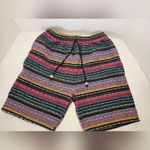 Colorful Aztec Striped Knit Herempants Shorts